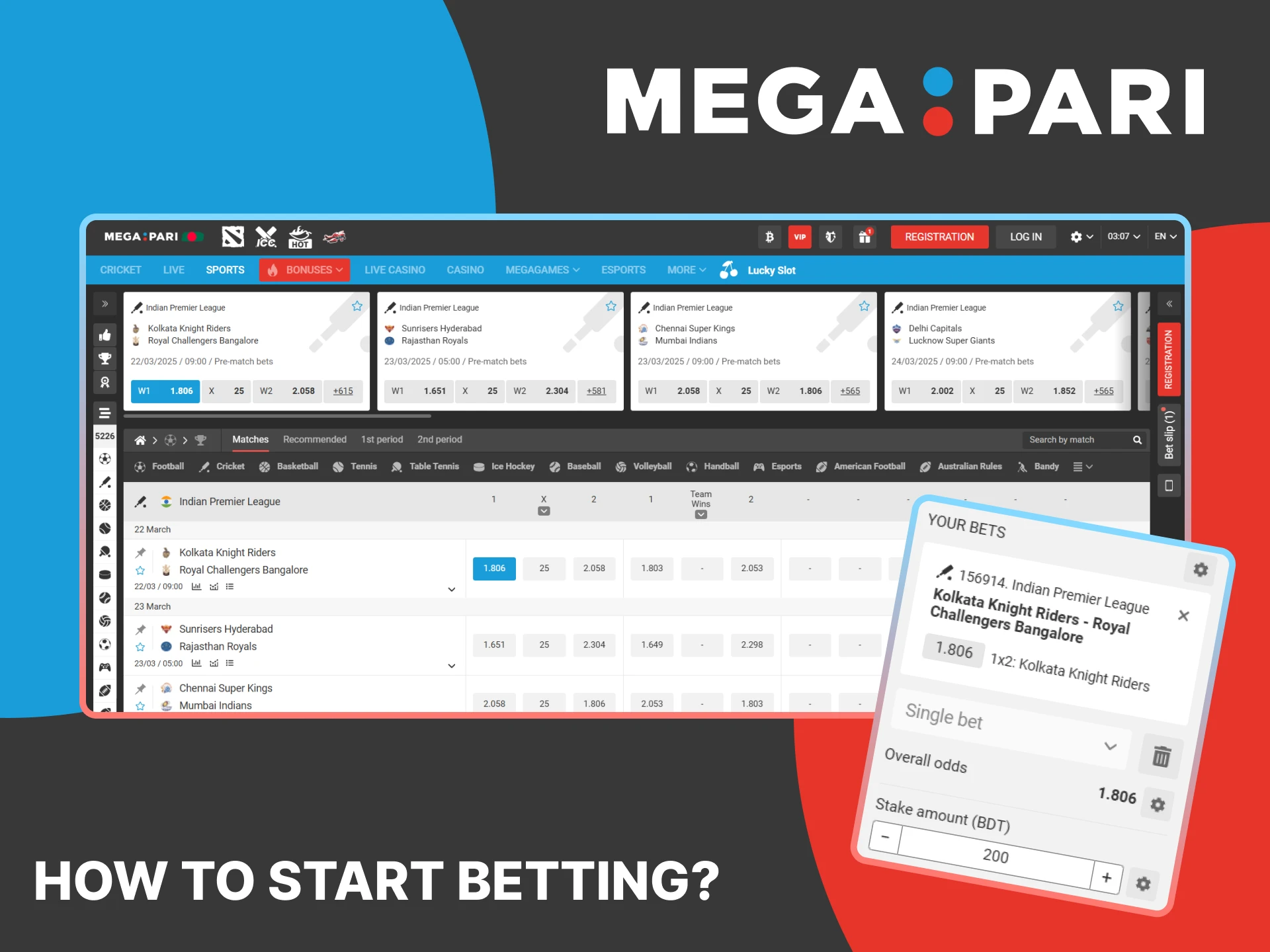 Find out how to start betting on sports at MegaPari.