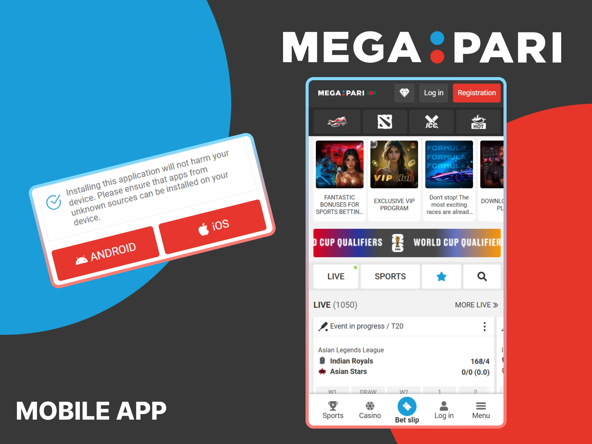 Download the MegaPari mobile app for Android and iOS.