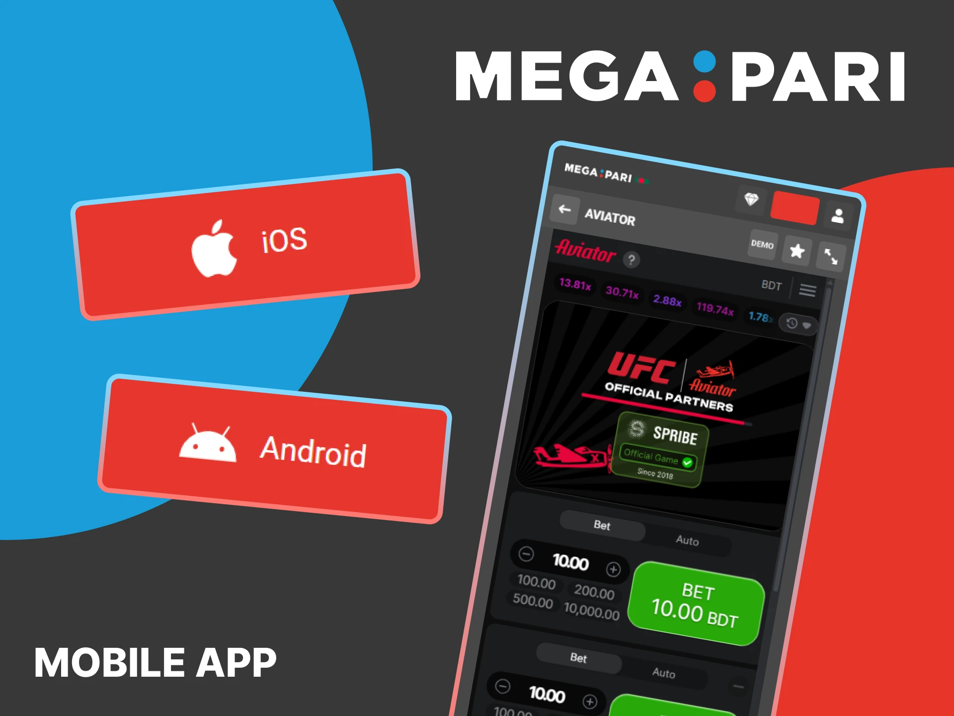 Download the MegaPari app and play the Aviator game.