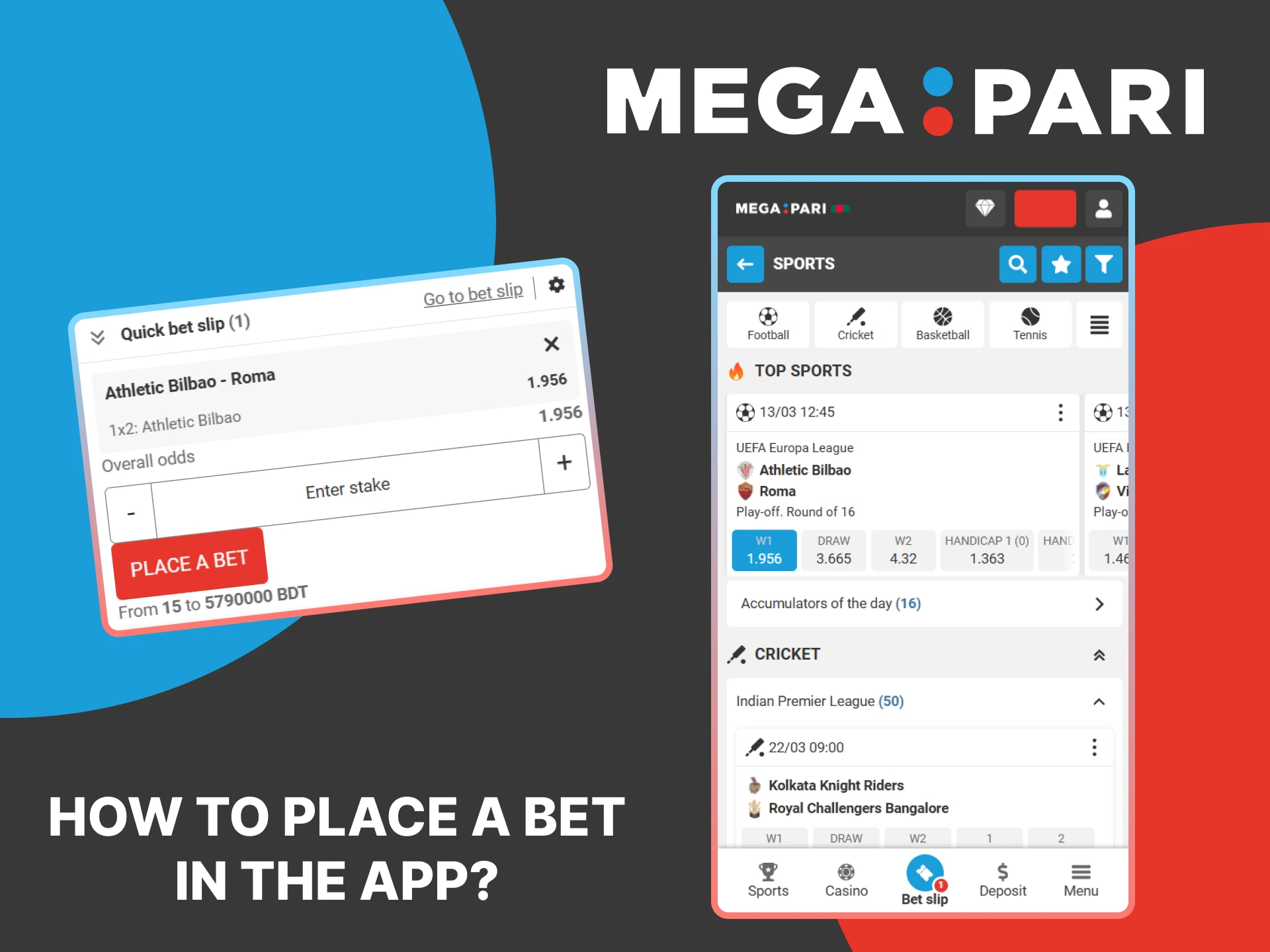 Learn how to place a bet in the MegaPari app.