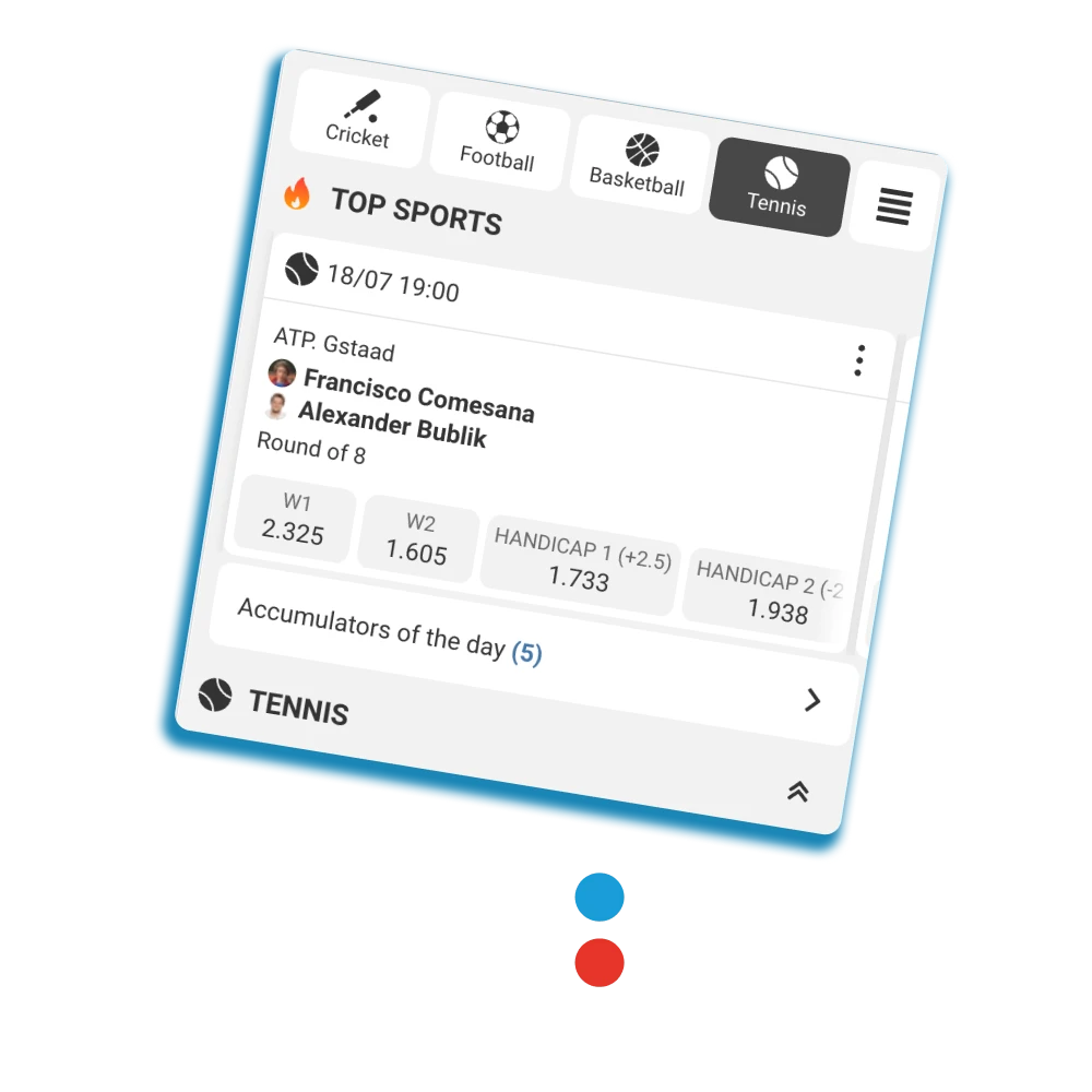 MegaPari offers tennis betting in Bangladesh with a wide variety of markets and a welcome bonus.
